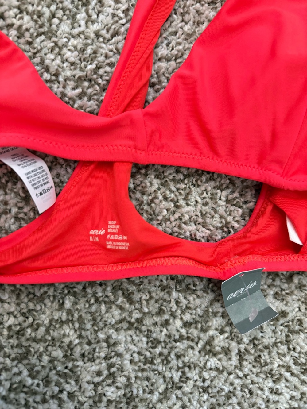 aerie Bright Coral Scoop Swim Top - Picture 3 of 3